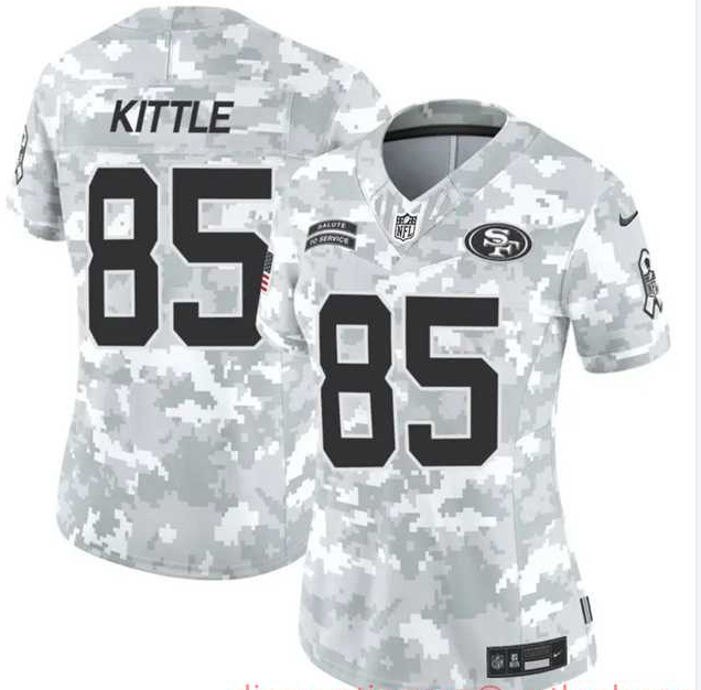 Women%27s San Francisco 49ers #85 George Kittle 2024 F.U.S.E Arctic Camo Salute To Service Limited Stitched Jersey Dzhi